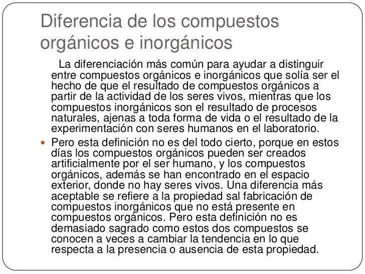 Compuestos orgánicos e inorgánicos