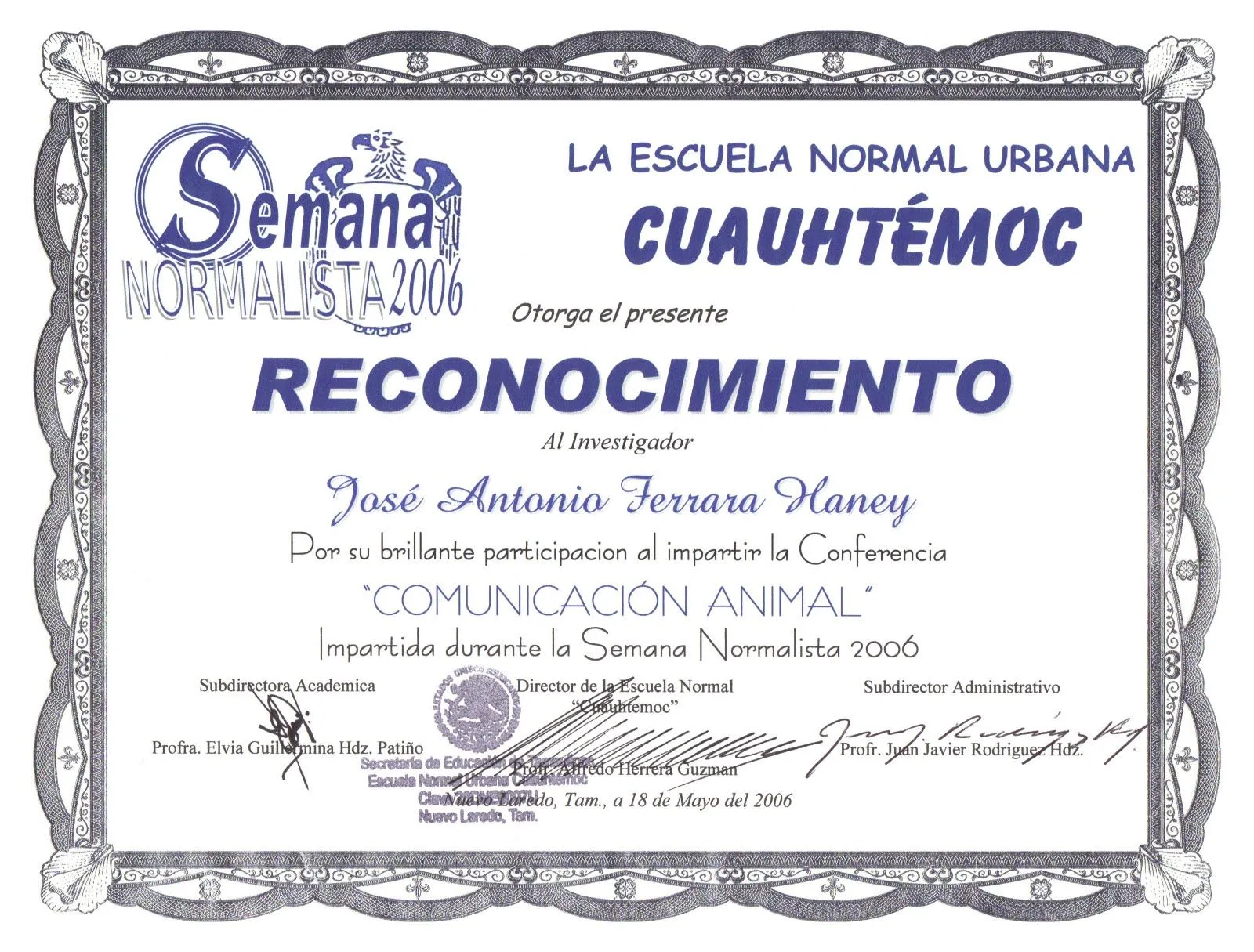 Comunicación Animal: José Antonio Ferrara Haney