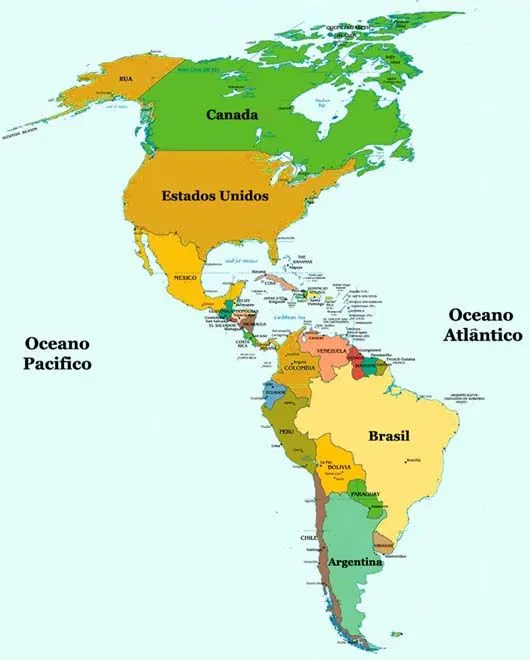 Mapa politico continente americano - Imagui