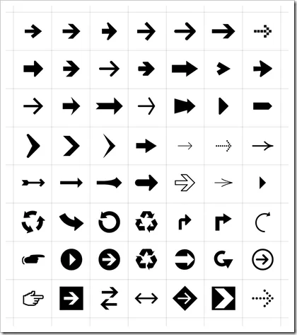 Conjunto de 56 símbolos en forma de flechas diversas | CosasSencillas.