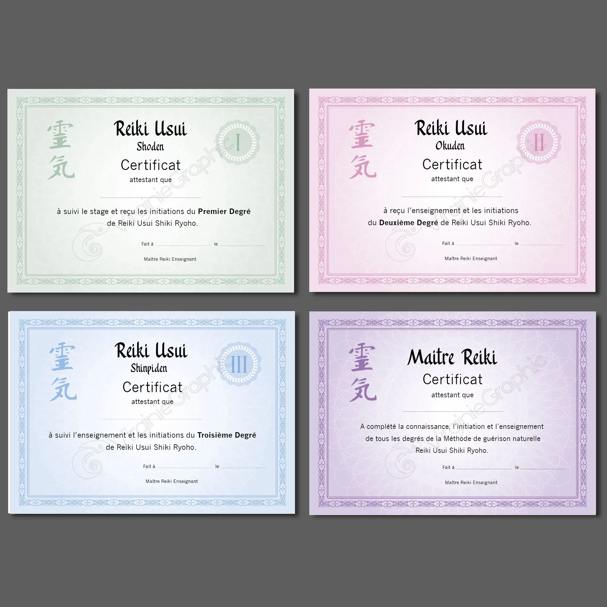 Conjunto de 4 Certificados de Reiki PDF para Imprimir - Etsy México