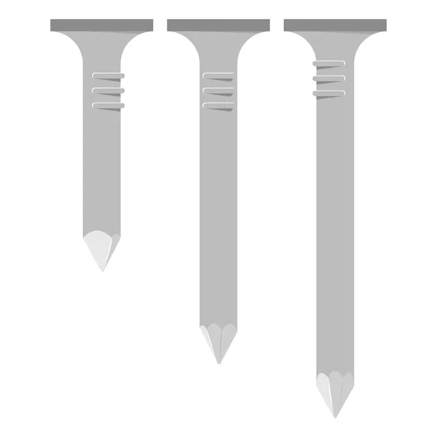 Conjunto de dibujos animados de vector de clavos de metal aislado en un  fondo blanco. | Vector Premium