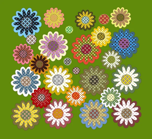 conjunto de flores de patchwork — Vector stock © Ievgeniiaz #12477199