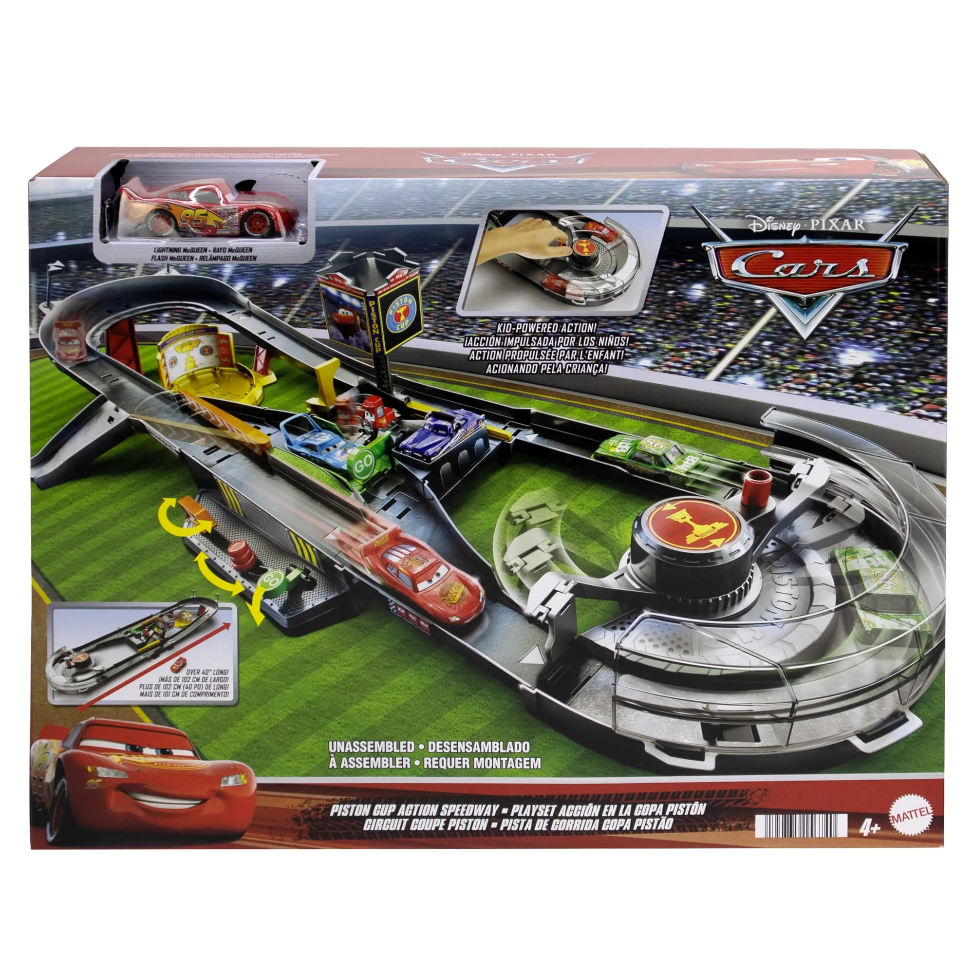 Conjunto de juego Pista de carreras Copa Pistón de Disney Pixar Cars,  conjunto de pista a escala 1:55 con coche de juguete | HPD81 | MATTEL