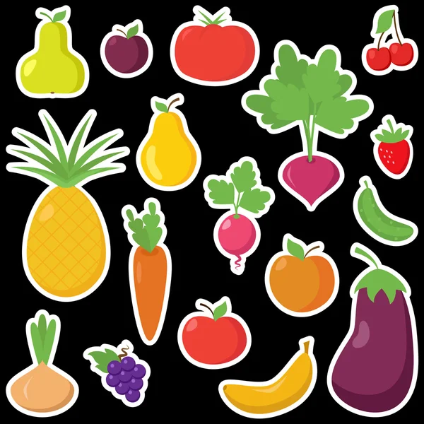 conjunto de vectores de dibujos animados de frutas y verduras ...