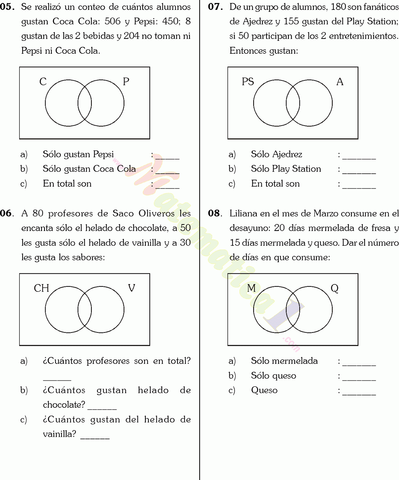 U. E. Chasquipampa - "A": Operaciones con conjuntos y diagramas de ...