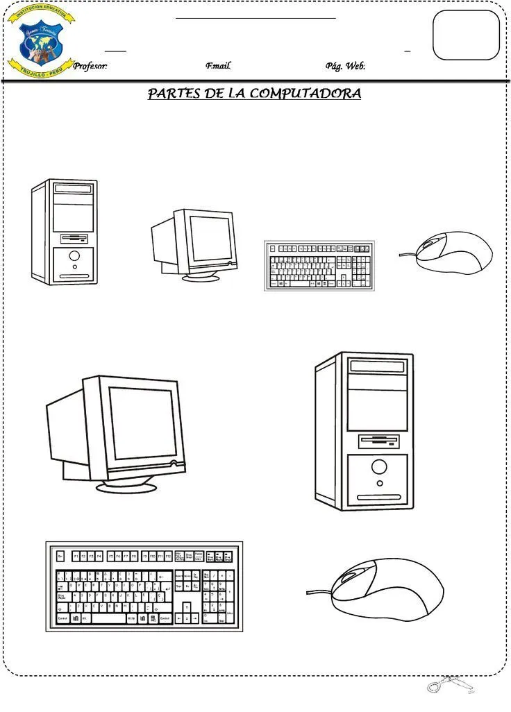 Conoce y colorea las partes del computador | Computacion, Clases de  computacion, Clase de informática