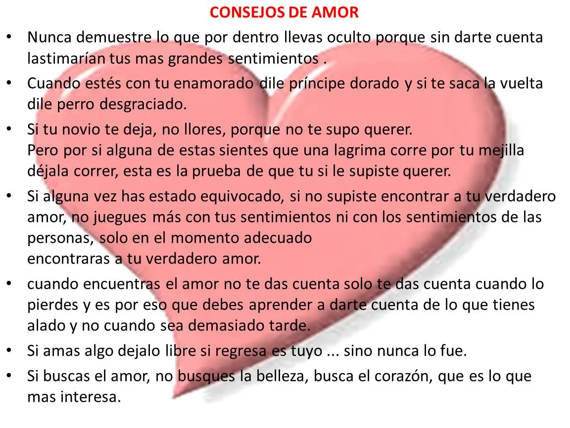 Consejos de amor y desamor : Amor Poemas Frases Cartas