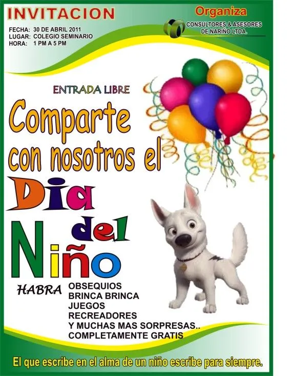 CONSULTORIAS Y ASESORIAS DE NARIÑO: INVITACION A CELEBRAR EL DIA ...