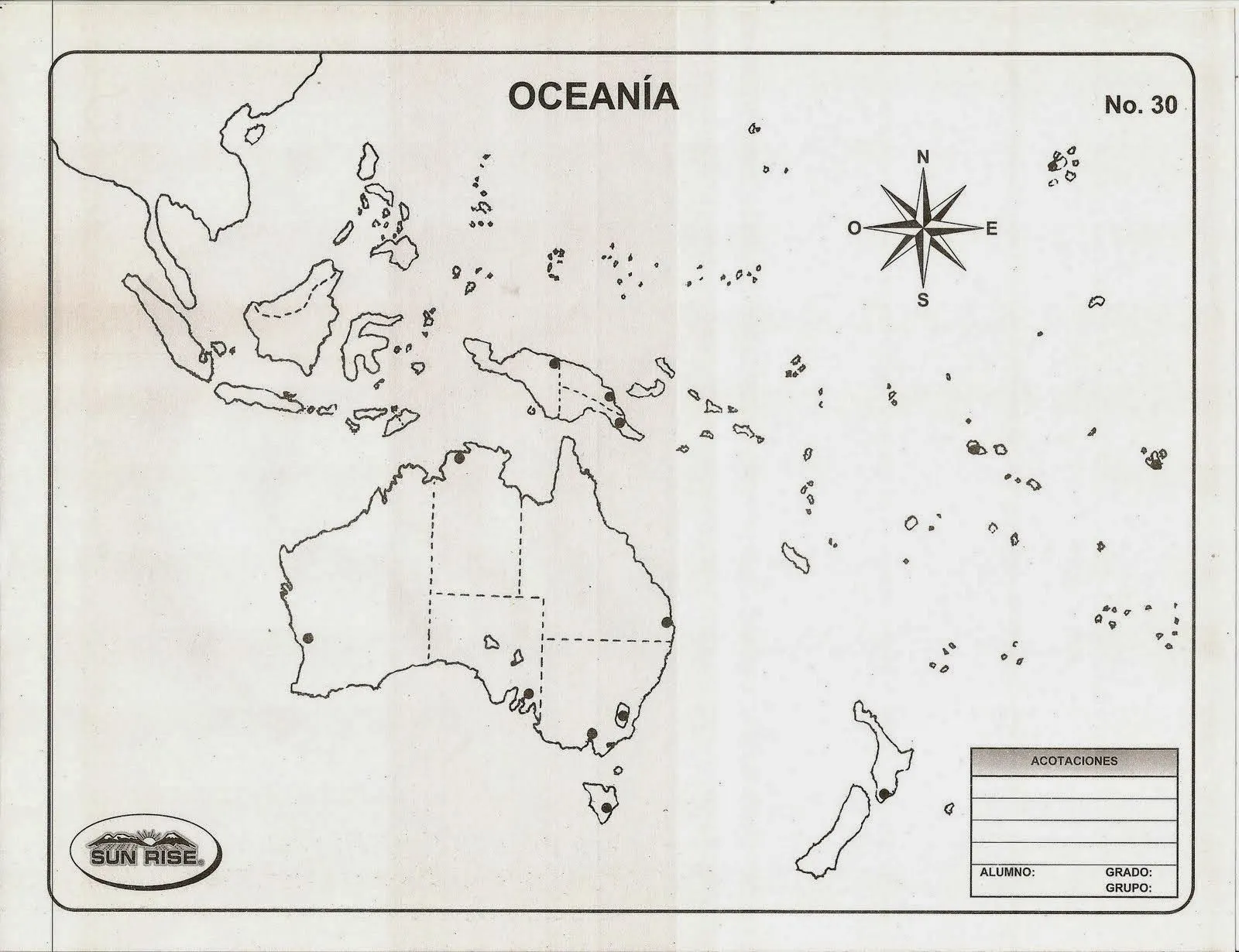 conte d'hiver: Mapa de Oceanía con división y sin nombres