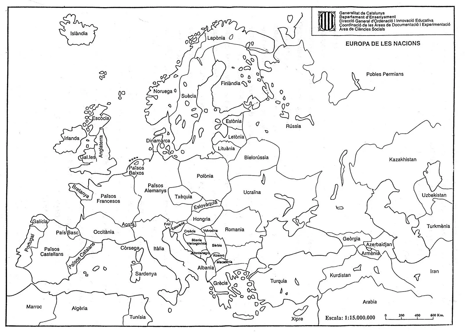 Continente europeo para colorear con nombres - Imagui