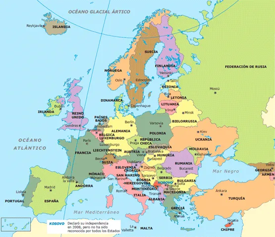 Continente Europeo con nombres - Imagui