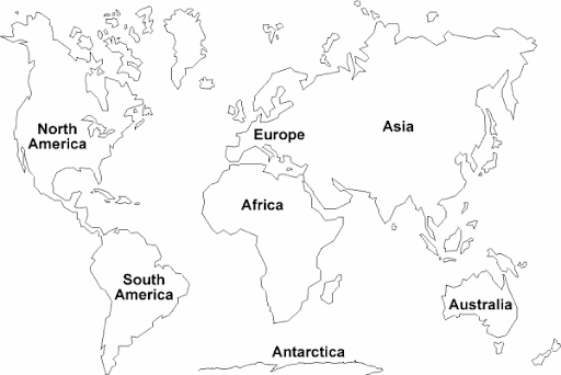 Mapas de los continentes del mundo para imprimir - Imagui