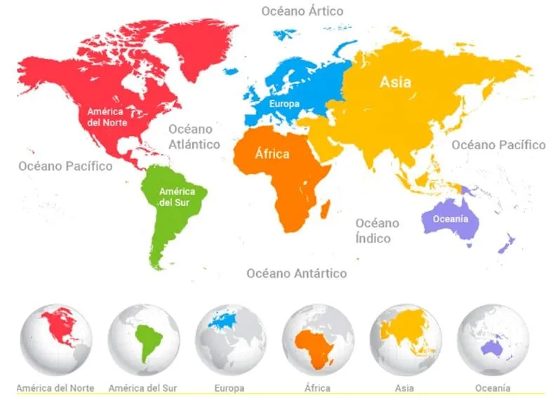 ▷▷ Los continentes del mundo ⭐Cómo se formaron y sus características