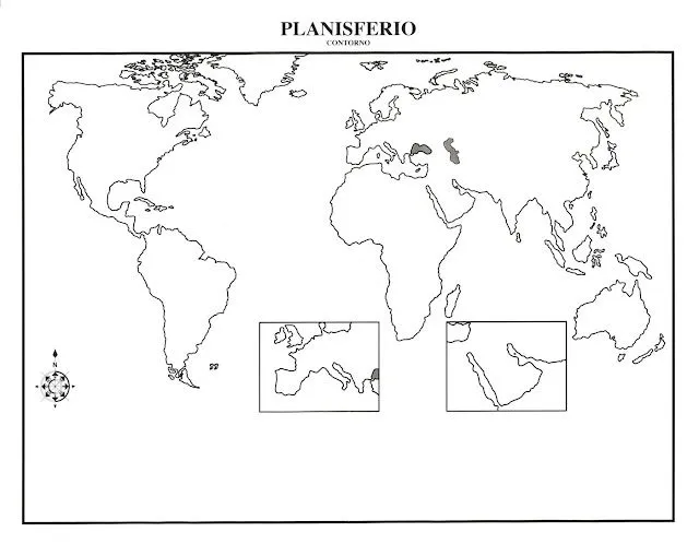 Planisferio mudo contorno - Imagui