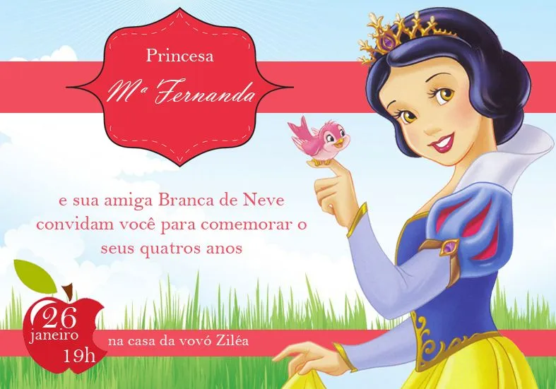 Convite de aniversário branca de neve | Encante-se! Idéias ...