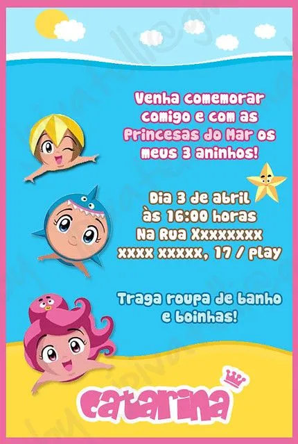 Convite de Aniversário da Catarina com o tema Princesas do Mar ...