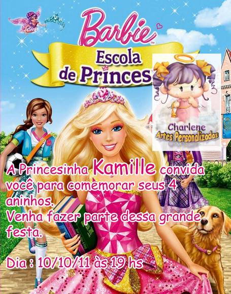 Convite Barbie Escola de Princesas | Charlene Personalizados ...