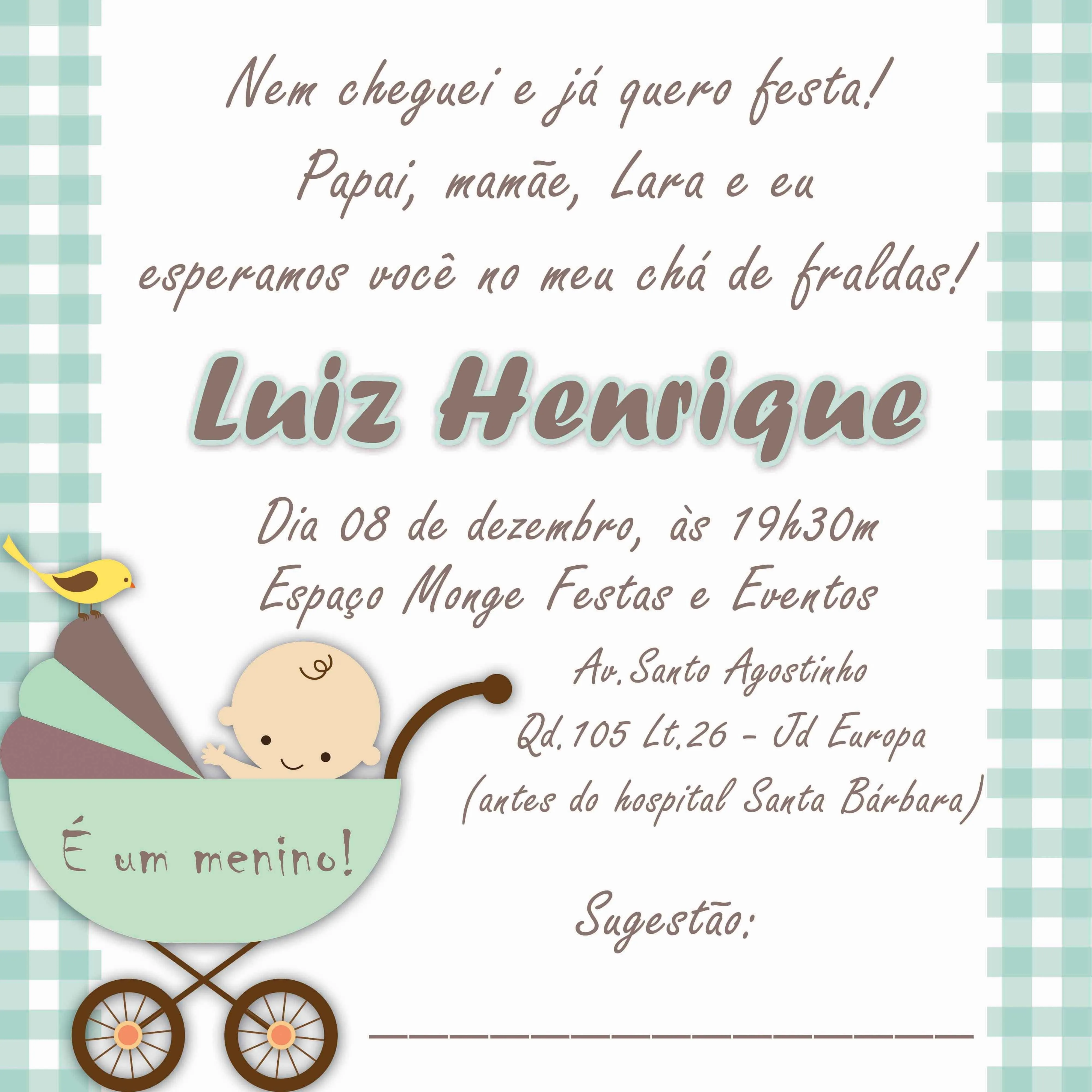 Convite Chá de bebê Menino | Jamimo Papelaria Personalizada | Elo7