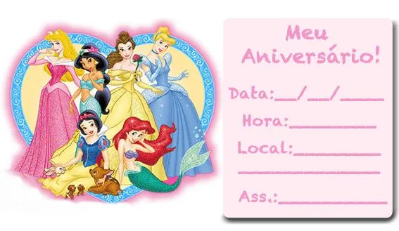 Convite das Princesas para Aniversário Infantil « Aniversário de ...