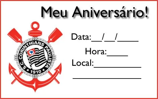 Convite do Corinthians - Aniversário Infantil « Aniversário de Criança