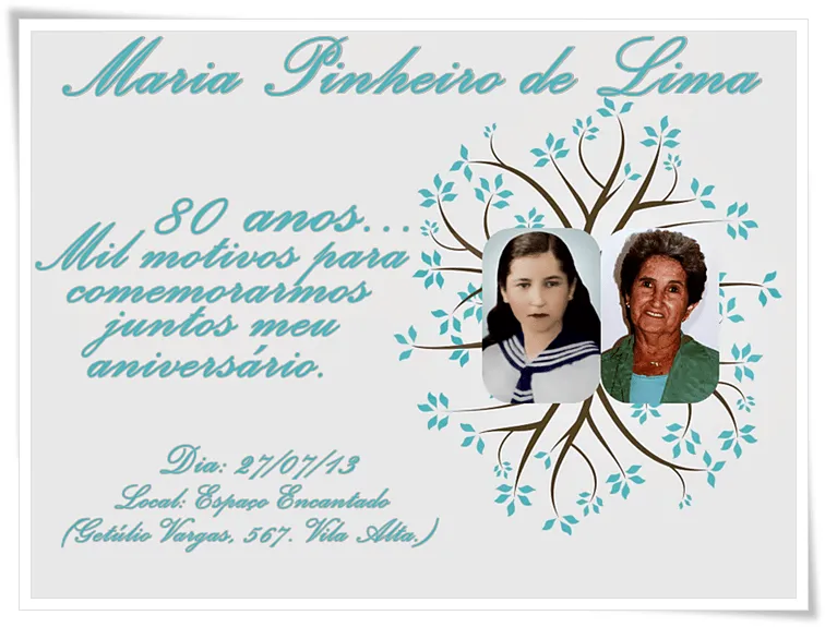 Convite especial de aniversário: 80 anos de Maria Pinheiro de Lima ...