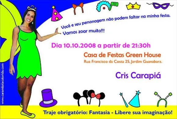 Convite Festa Fantasia | Elo7