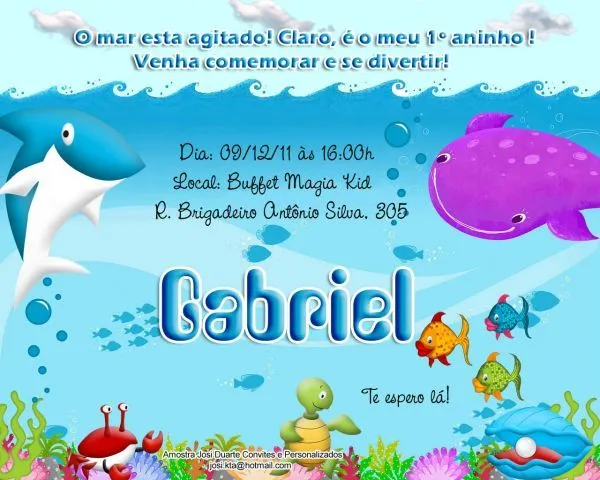 Convite Fundo do Mar 10x15 - Josi Duarte Convites e Lembranças ...