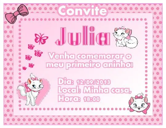 Convite Gatinha Marie | ::::::MGGM Artes::::::