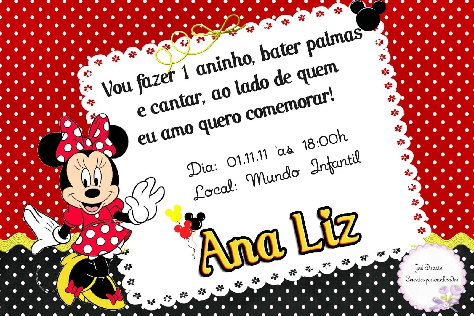 Convite Minnie vermelha - Imagui