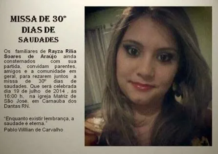 CONVITE: MISSA DE 30 DIAS DA JOVEM RAYZA RIILA SOARES | Voz Do Povo