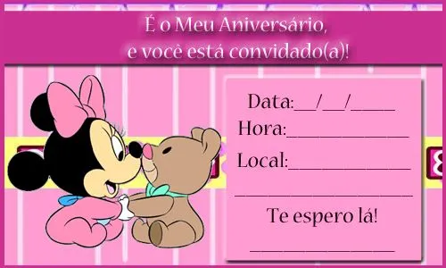 Convite Rosa Disney Baby Minnie - Para imprimir « Aniversário de ...