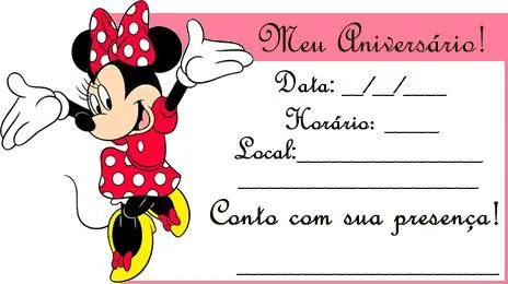 convites aniversario infantil gratis para imprimir minnie rosa Car ...