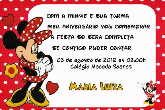 Convite Minnie | Badaboom Personalizados | Elo7