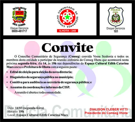 Convites | Conseg Ilhota