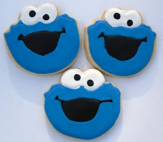 Cookie Monster Sugar Cookie Party Favors 1st by charmingtreats4you