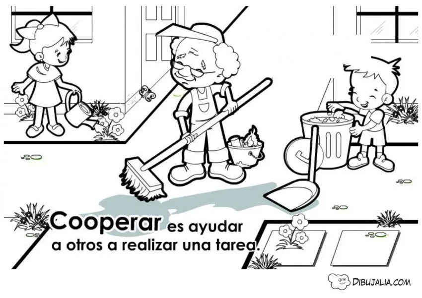 Cooperar es ayudar en las tareas - Dibujo #424 - Dibujalia - Dibujos para  Colorear y Recursos Educativos