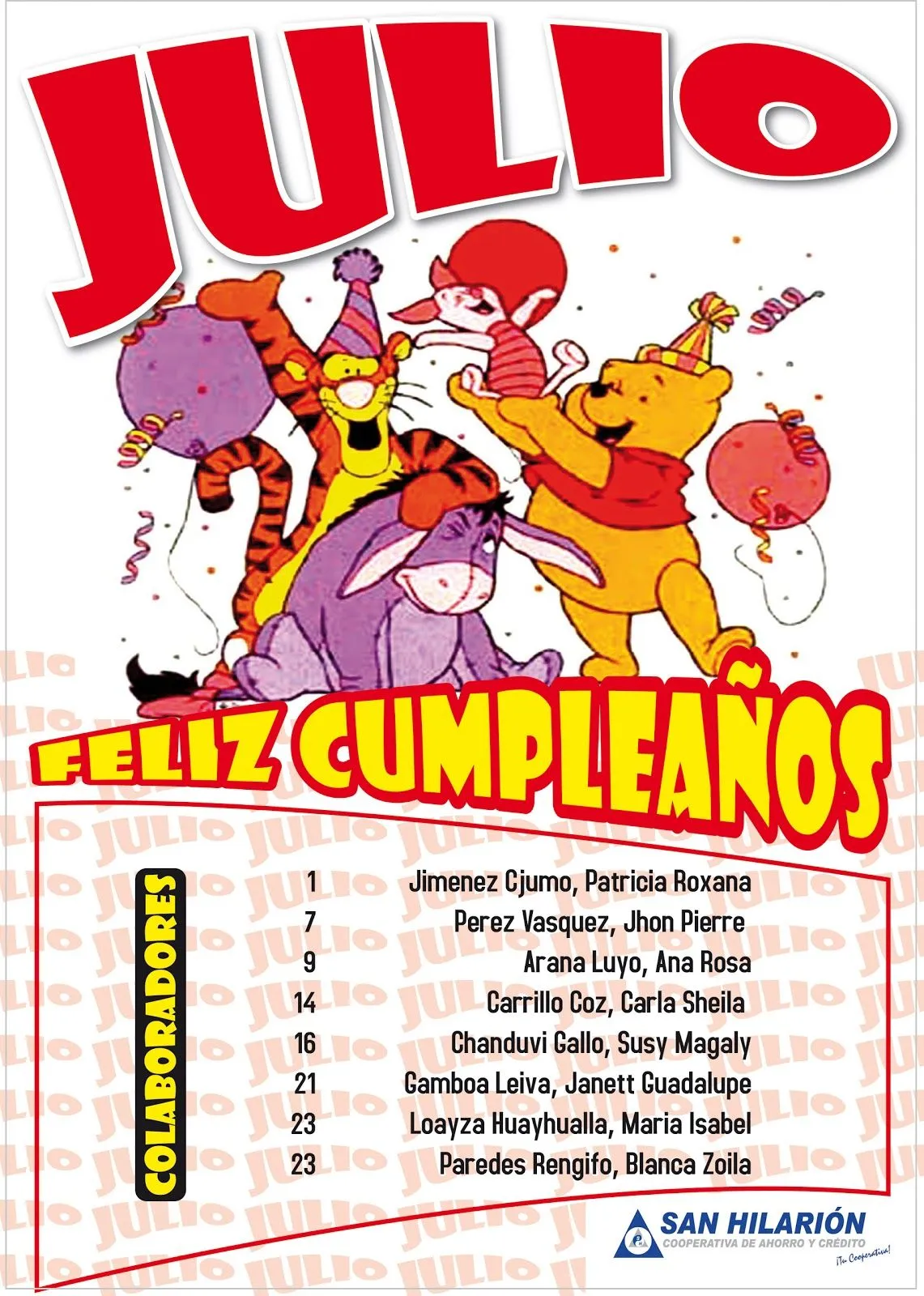 Cooperativa San Hilarión: Julio: ¡Feliz cumpleaños a nuestros ...