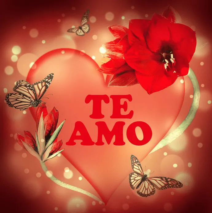 Corazón de amor con frase Te amo y mariposas alrededor | Imagenes ...