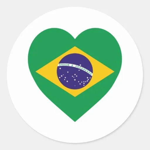 Corazón de la bandera del Brasil Pegatina Redonda | Zazzle