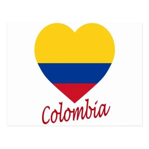 Corazón de la bandera de Colombia Tarjetas Postales | Zazzle