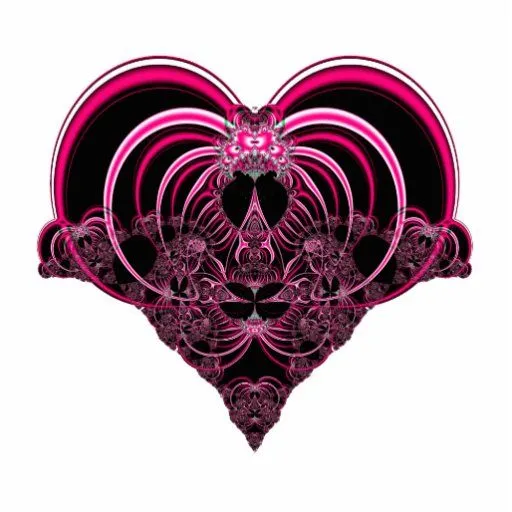 Corazón fucsia y negro del fractal escultura fotográfica de Zazzle.