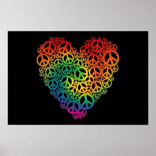 Corazón de la paz del arco iris poster | Zazzle