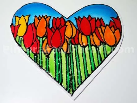 Corazón para Pintar con Tulipanes 3 | PINTURA FACIL PARA TI