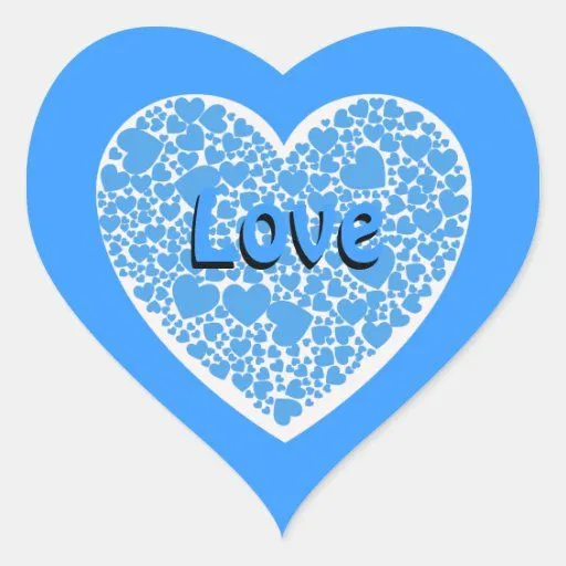 Corazones del amor, azules y blancos pegatina corazón | Zazzle