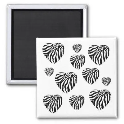 Corazones del estampado de zebra iman de Zazzle.es 