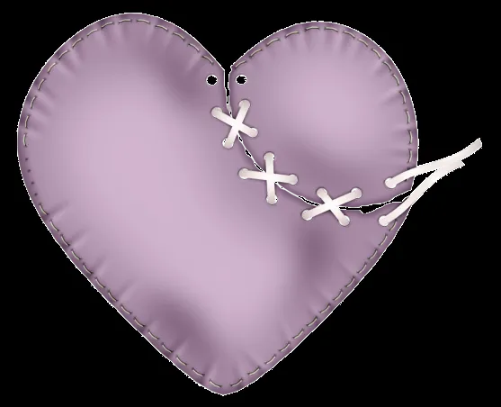 Recursos infantiles: Corazones de tela morado y blanco