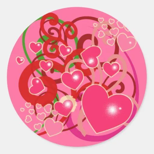 Corazones y pegatinas bonitos de los remolinos de Zazzle.