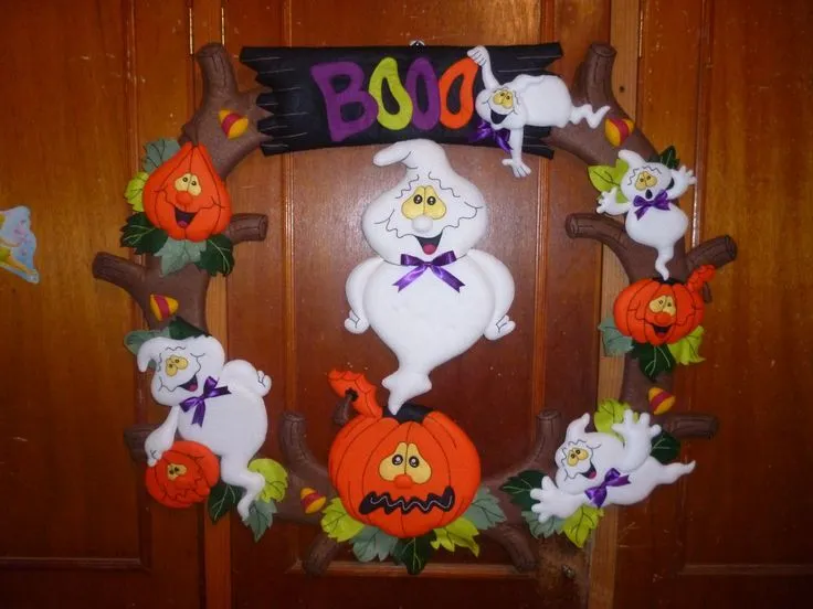 CORONA DE FANTASMAS CON CALACAZAS | HALLOWEEN Y DIA DE MUERTOS ...