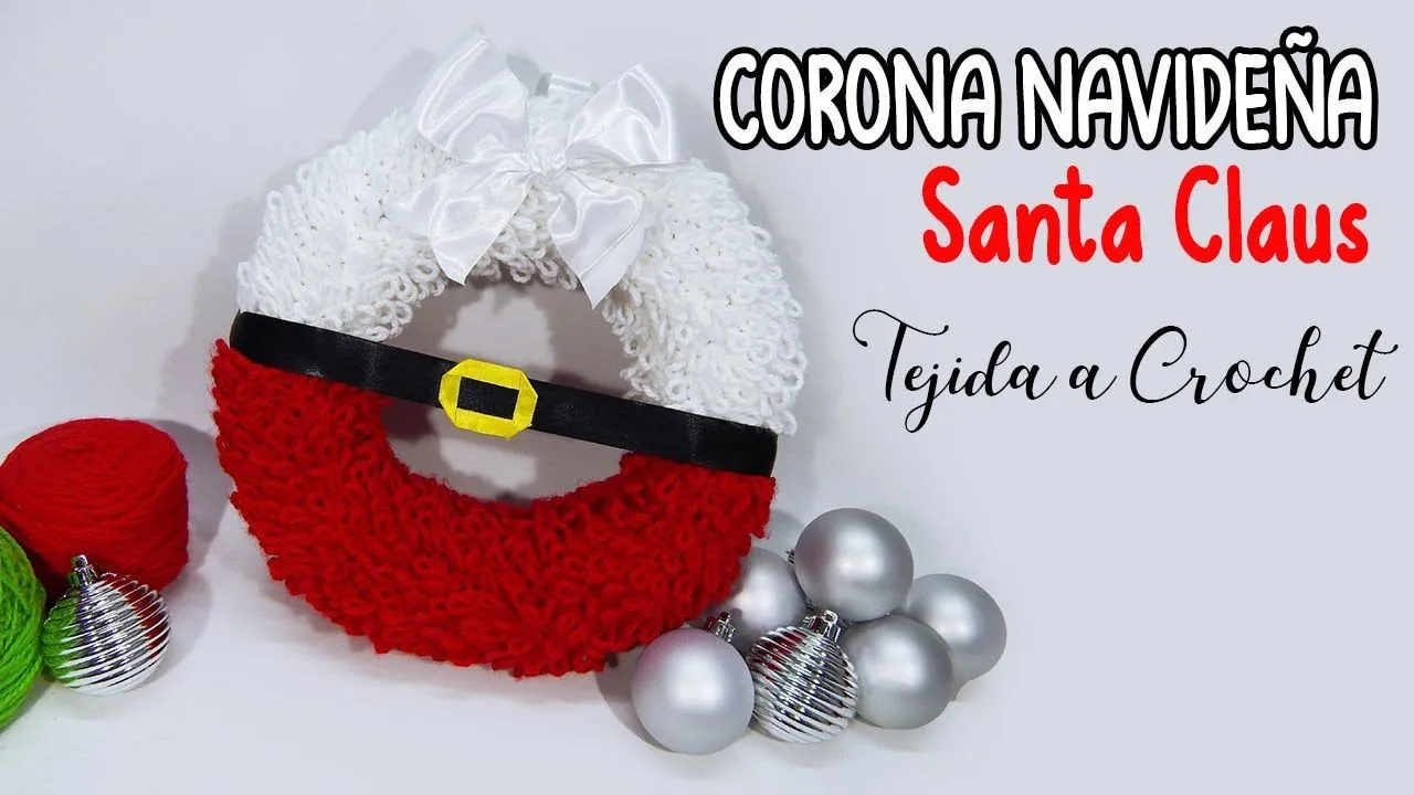 Corona Navideña de Santa Claus a crochet